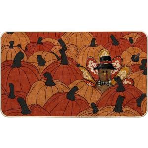 Artoid Mode Turkey Pumpkins Thanksgiving Doormat, Thanksful Home Decor Low-Profile Switch Rug Floor Mat Door Mat for Outdoor Indoor 17×29 Inch