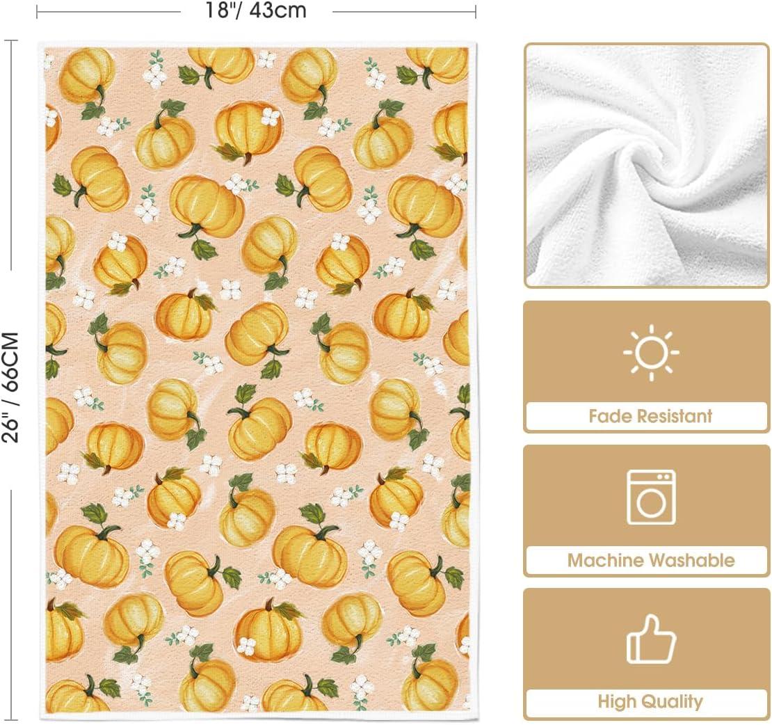 imageArtoid Mode Orange Pumpkin Fall Kitchen Towels Dish Towels 18x26 Inch Farmhouse Fresh Decoration Hand Towels Set of 2Orange