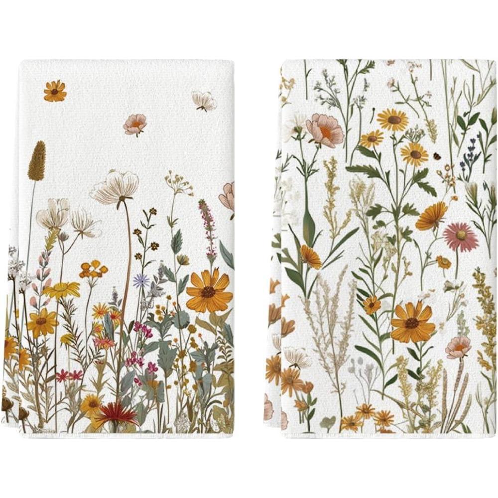 imageArtoid Mode Daisy Wlid Flowers Floral Fall Kitchen Towels Dish Towels 18x26 Inch Farmhouse Spring Decoration Hand Towels Set of 2