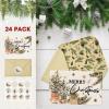 Artoid Mode 24 Pack Retro Basket Xmas Tree Merry Christmas Thank You Cards Gift With Envelope Sticker Blank Note Greeting Cards, 4 x 6 Inch(Brown)