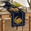 Artoid Mode Black Moon Star Gloden Ramadan Table Runner, Seasonal Summer Holiday Kitchen Dining Table Decoration for Home Party Decor 13 x 72 Inch(Black)