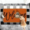 Artoid Mode Boo Ghost Orange Halloween Welcome Doormat, Home Decor Low-Profile Switch Rug Door Mat Floor Mat for Indoor Outdoor 17×29 Inch(Orange)