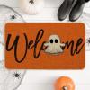 Artoid Mode Boo Ghost Orange Halloween Welcome Doormat, Home Decor Low-Profile Switch Rug Door Mat Floor Mat for Indoor Outdoor 17×29 Inch(Orange)