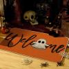 Artoid Mode Boo Ghost Orange Halloween Welcome Doormat, Home Decor Low-Profile Switch Rug Door Mat Floor Mat for Indoor Outdoor 17×29 Inch(Orange)