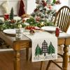 Artoid Mode Buffalo Plaid Merry Christmas Trees Table Runner, Seasonal Winter Xmas Holiday Kitchen Dining Table Decoration for Home Party Decor 13 x 72 Inch(Green)