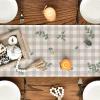 Artoid Mode Buffalo Plaid Pumpkin Eucalyptus Leaves Fall Table Runner, Autumn Thanksgiving Kitchen Dining Table Decoration for Home Party Decor 13×72 Inch