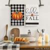 Artoid Mode Buffalo Plaid Pumpkin Hello Fall Kitchen Towels Dish Towels, 18×26 Inch Seasonal Decoration Hand Towels Set of 2(Black)