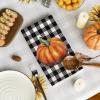 Artoid Mode Buffalo Plaid Pumpkin Hello Fall Kitchen Towels Dish Towels, 18×26 Inch Seasonal Decoration Hand Towels Set of 2(Black)