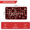 Artoid Mode Buffalo Plaid Snowflake Believe Decorative Doormat, Seasonal Winter Christmas Holiday Low-Profile Floor Mat Switch Mat for Indoor Outdoor 17 x 29 Inch