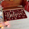 Artoid Mode Buffalo Plaid Snowflake Believe Decorative Doormat, Seasonal Winter Christmas Holiday Low-Profile Floor Mat Switch Mat for Indoor Outdoor 17 x 29 Inch