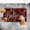 Artoid Mode Buffalo Plaid Snowflake Believe Decorative Doormat, Seasonal Winter Christmas Holiday Low-Profile Floor Mat Switch Mat for Indoor Outdoor 17 x 29 Inch