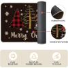 Artoid Mode Buffalo Plaid Tree Gnomes Black Christmas Kitchen Rugs Set of 2, Winter Low-Profile Floor Mat Merry Home Decora for Floor – 17×29 and 17×47 Inch