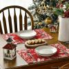 Artoid Mode Eucalyptus Leaves Berry Christmas Placemats Set of 4, 15 Inch Seasonal Winter Xmas Round Table Mats for Dining Decoration(Red)