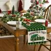 Artoid Mode Green and Black Buffalo Plaid Truck Christmas Table Runner, Seasonal Winter Xmas Holiday Kitchen Dining Table Decoration for Indoor Outdoor Home Party Decor 13 x 72 Inch