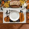 Artoid Mode Happy Halloween Jack-O-Lantern Placemats for Dining Table, 12 x 18 Inch Holiday Pumpkins Washable Table Mat Set of 4