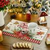 Artoid Mode Holly Gingerbread Ice Cream Merry Christmas Round Placemats Set of 4, 14 Inch Winter Round Table Mats for Dining Decoration(Beige)