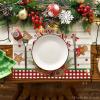 Artoid Mode Holly Gingerbread Ice Cream Merry Christmas Round Placemats Set of 4, 14 Inch Winter Round Table Mats for Dining Decoration(Beige)