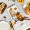 Artoid Mode Maple Leaves Gnomes Pumpkin Fall Kitchen Towels Dish Towels, 18×26 Inch Seasonal Thanksgiving Decoration Hand Towels Set of 2