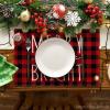Artoid Mode Merry and Bright Buffalo Plaid Christmas Placemats for Dining Table, 12 x 18 Inch Seasonal Winter Watercolor Truck Xmas Tree Holiday Rustic Vintage Washable Table Mats Set of 4