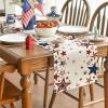 Artoid Mode Old Style Stars American Flag 4th of July Table Runner, Memorial Day Kitchen Dining Table Decoration for Home Party Decor 13×72 Inch(Beige)