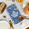 Artoid Mode Orange Maple Leaves Pumpkin Fall Kitchen Towels Dish Towels, 18×26 Inch Farmhouse Flowers Decoration Hand Towels Set of 2(Blue)
