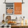 Artoid Mode Orange Polka Dot Stripes Hello Pumpkin Fall Kitchen Towels Dish Towels, 18×26 Inch Farmhouse Decoration Hand Towels Set of 2(Orange)