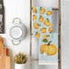 Artoid Mode Orange Pumpkin Fall Kitchen Towels Dish Towels, 18×26 Inch Farmhouse Fresh Decoration Hand Towels Set of 2(Blue)