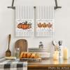 Artoid Mode Orange Stripes Polka Dot Pumpkin Fall Kitchen Towels Dish Towels, 18×26 Inch Farmhouse Maple Leaves Decoration Hand Towels Set of 2(Beige)