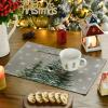 Artoid Mode Pine Tree Snowflake Merry Christmas Placemats Set of 4, 12×18 Inch Seasonal Winter Xmas Holiday Table Mats for Party Kitchen Dining Decoration(Gray)