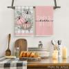 Artoid Mode Pink Eucalyptus Leaves Hello Pumpkin Fall Kitchen Towels Dish Towels, 18×26 Inch Autumn Harvest Decoration Hand Towels Set of 2(Pink)