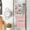 Artoid Mode Pink Eucalyptus Leaves Hello Pumpkin Fall Kitchen Towels Dish Towels, 18×26 Inch Autumn Harvest Decoration Hand Towels Set of 2(Pink)