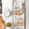 Artoid Mode Pumpkin Hello Fall Kitchen Towels Dish Towels, 18×26 Inch Autumn Floral Leaves Thanksgiving Decoration Hand Towels Set of 2