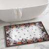 Artoid Mode Pumpkins Floral Ghost Halloween Door Mat, Party Home Decor Low-Profile Non-Slip Washable Throw Rug for Kitchen Entryway Front Door Bedroom Bathroom Indoor 2×3 Feet(White)