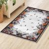 Artoid Mode Pumpkins Floral Ghost Halloween Door Mat, Party Home Decor Low-Profile Non-Slip Washable Throw Rug for Kitchen Entryway Front Door Bedroom Bathroom Indoor 2×3 Feet(White)