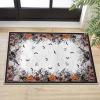 Artoid Mode Pumpkins Floral Ghost Halloween Door Mat, Party Home Decor Low-Profile Non-Slip Washable Throw Rug for Kitchen Entryway Front Door Bedroom Bathroom Indoor 2×3 Feet(White)