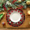 Artoid Mode Red Black Buffalo Plaid Holly Pine Cones Christmas Balls Placemats Set of 4, 12×18 Inch Seasonal Winter Table Mats for Party Kitchen Dining Decoration(Red)