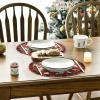 Artoid Mode Red Black Buffalo Plaid Holly Pine Cones Christmas Balls Placemats Set of 4, 12×18 Inch Seasonal Winter Table Mats for Party Kitchen Dining Decoration(Red)