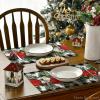 Artoid Mode Red Black Buffalo Plaid Holly Pine Cones Christmas Balls Placemats Set of 4, 12×18 Inch Seasonal Winter Table Mats for Party Kitchen Dining Decoration(White/Black)