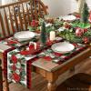 Artoid Mode Red Black Buffalo Plaid Holly Pine Cones Christmas Balls Placemats Set of 4, 12×18 Inch Seasonal Winter Table Mats for Party Kitchen Dining Decoration(Red/Black)