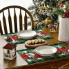 Artoid Mode Red Black Buffalo Plaid Holly Pine Cones Christmas Balls Placemats Set of 4, 12×18 Inch Seasonal Winter Table Mats for Party Kitchen Dining Decoration(Green/Black)