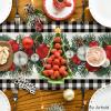 Artoid Mode Red Black Buffalo Plaid Xmas Balls Holly Christmas Table Runner, Winter Kitchen Dining Table Decoration for Outdoor Home Party 13×72 Inch(Black/White)