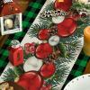 Artoid Mode Red Black Buffalo Plaid Xmas Balls Holly Christmas Table Runner, Winter Kitchen Dining Table Decoration for Outdoor Home Party 13×72 Inch(Green/Black)