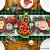 Artoid Mode Red Black Buffalo Plaid Xmas Balls Holly Christmas Table Runner, Winter Kitchen Dining Table Decoration for Outdoor Home Party 13×72 Inch(Green/Black)