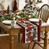 Artoid Mode Red Black Buffalo Plaid Xmas Balls Holly Christmas Table Runner, Winter Kitchen Dining Table Decoration for Outdoor Home Party 13×72 Inch(Red / Black)