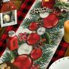 Artoid Mode Red Black Buffalo Plaid Xmas Balls Holly Christmas Table Runner, Winter Kitchen Dining Table Decoration for Outdoor Home Party 13×72 Inch(Red / Black)