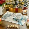 Artoid Mode Red Snowman Let It Snow Xmas Tree Merry Christmas Round Placemats Set of 4, 14 Inch Winter Round Table Mats for Dining Decoration(Blue)