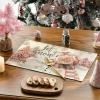 Artoid Mode Red Snowman Let It Snow Xmas Tree Merry Christmas Round Placemats Set of 4, 14 Inch Winter Round Table Mats for Dining Decoration(Pink)