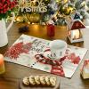 Artoid Mode Red Snowman Let It Snow Xmas Tree Merry Christmas Round Placemats Set of 4, 14 Inch Winter Round Table Mats for Dining Decoration(Red)