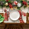 Artoid Mode Red Snowman Let It Snow Xmas Tree Merry Christmas Round Placemats Set of 4, 14 Inch Winter Round Table Mats for Dining Decoration(Red)