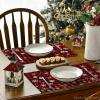 Artoid Mode Red and Black Buffalo Plaid Christmas Placemats for Dining Table, 12 x 18 Inch Seasonal Winter Xmas Snowflakes Holiday Rustic Vintage Thanksgiving Washable Table Mats Set of 4(Red/Black)